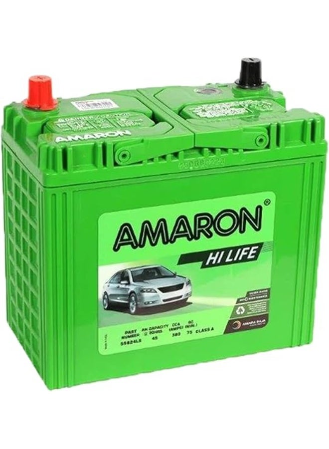 AMARON CAR BATTERY 46B24LS / NS60LS 12V 45AH - Image 1