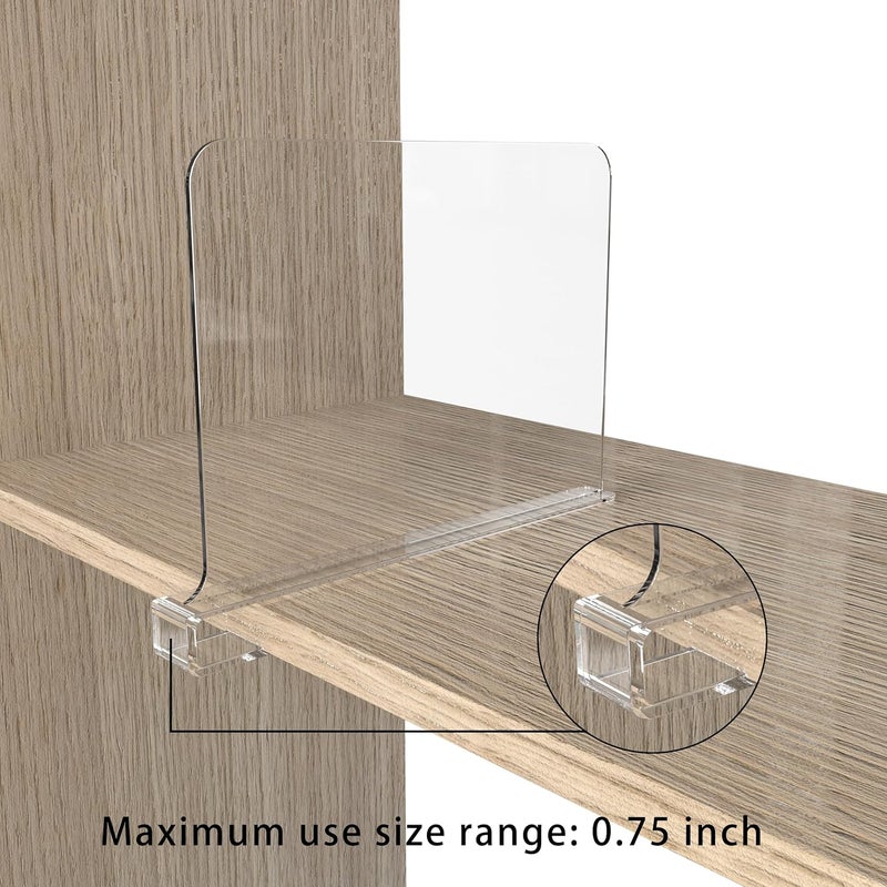 Hmdivor Acrylic Shelf Dividers for Closet Organization, Closet Shelf Organizer Closet Separator for Wood Shelves Clear Shelf Dividers for Closets (6 Pack) - Image 4