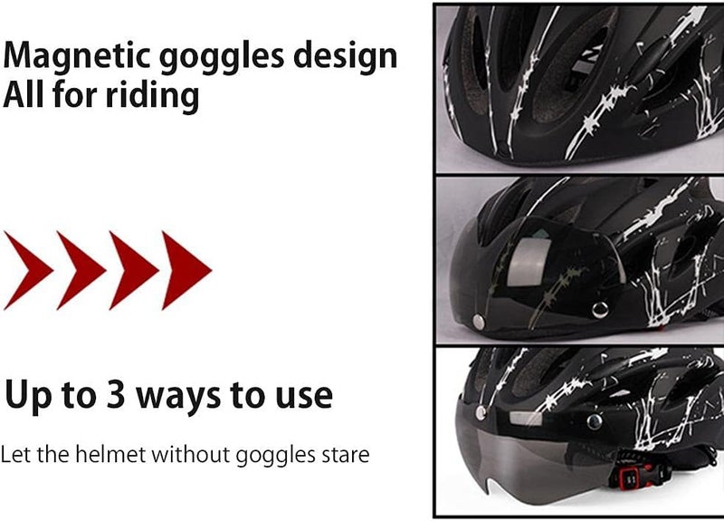 shenruifa Bike Helmet for Adults with Magnetic Visor - Red and Black - Image 2