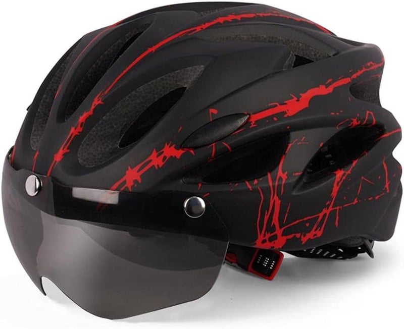 shenruifa Bike Helmet for Adults with Magnetic Visor - Red and Black - Image 1