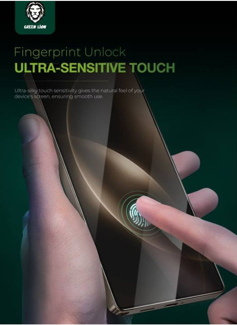 GREEN LION - 9H Crystal Shield HD for Samsung Galaxy S25 with Fingerprint Unlock, Anti Scratch, Bubble Free, Shockproof, Responsive Touch, Easy Installation - Clear - Image 1