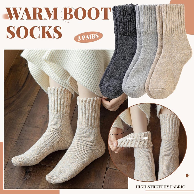 Velice Wool Socks for Women Merino Wool Boot Hiking Thick Thermal Warm Winter Crew Cushion Cozy Work Socks 5 Pairs - Image 3