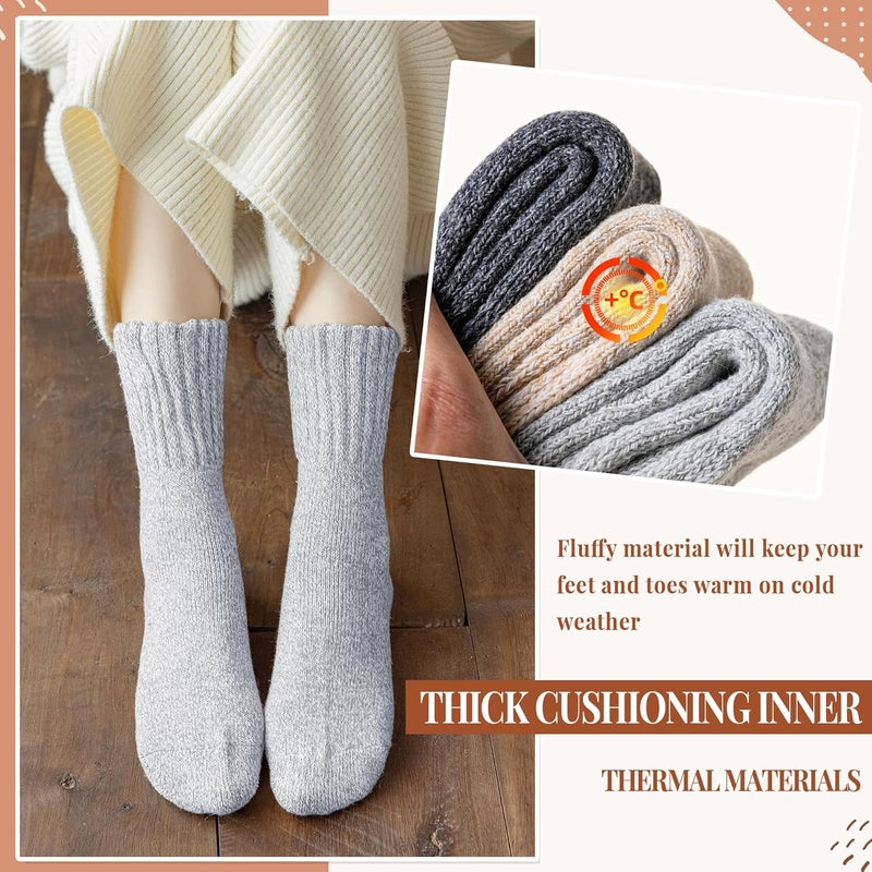 Velice Wool Socks for Women Merino Wool Boot Hiking Thick Thermal Warm Winter Crew Cushion Cozy Work Socks 5 Pairs - Image 2
