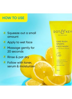 Dot & Key Lime Rush Sports Face Wash Deep Cleans Oil Sweat & Dirt For Refreshingly Clean & Oil Free Skin For All Skin Types Sulphate Free & Non Drying Facewash Active Sports Friendly 100Ml  - Image 4