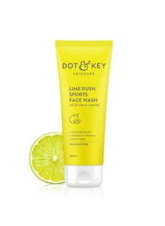 Dot & Key Lime Rush Sports Face Wash Deep Cleans Oil Sweat & Dirt For Refreshingly Clean & Oil Free Skin For All Skin Types Sulphate Free & Non Drying Facewash Active Sports Friendly 100Ml  - Image 1