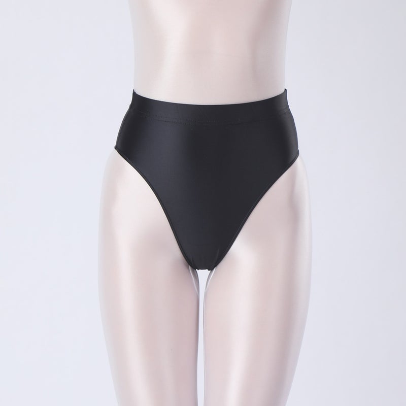 Shiny Glossy Silky Triangle Panties With High Cut For Outerwear, Hip-Hugging High-Waisted Plus-Size Tight-Fitting Underwear 7254 - Image 1