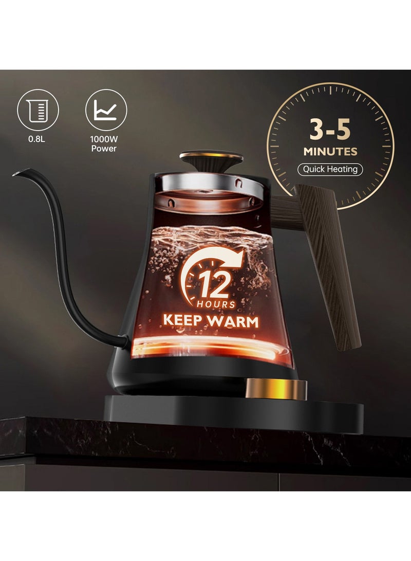 Perfin Gooseneck Electric Kettle 1000W V60 Coffee Kettle, ±1℉/℃ Temperature Control, 0.8L Eletcric Water Kettle Fast Boiling Tea Coffee Kettle Pot, 304 Stainless Steel, Constant Temperature - Image 2