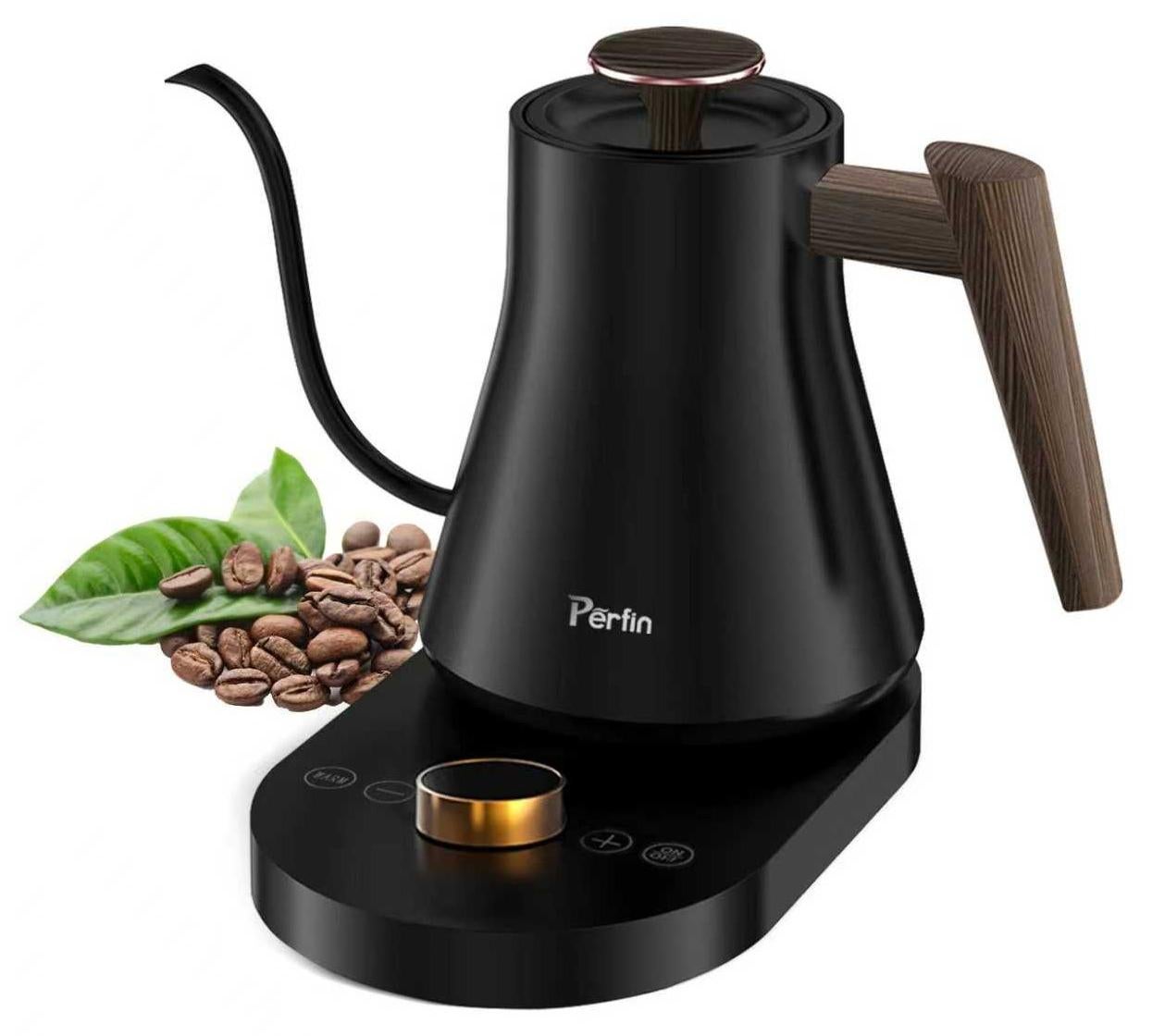 غلاية v60 1000 واط، تحكم في درجة الحرارة ±1℉/℃، غلاية كهربائية سعة 0.8 لتر، غلاية سريعة الغليان للشاي والقهوة، مصنوعة من الفولاذ ا...