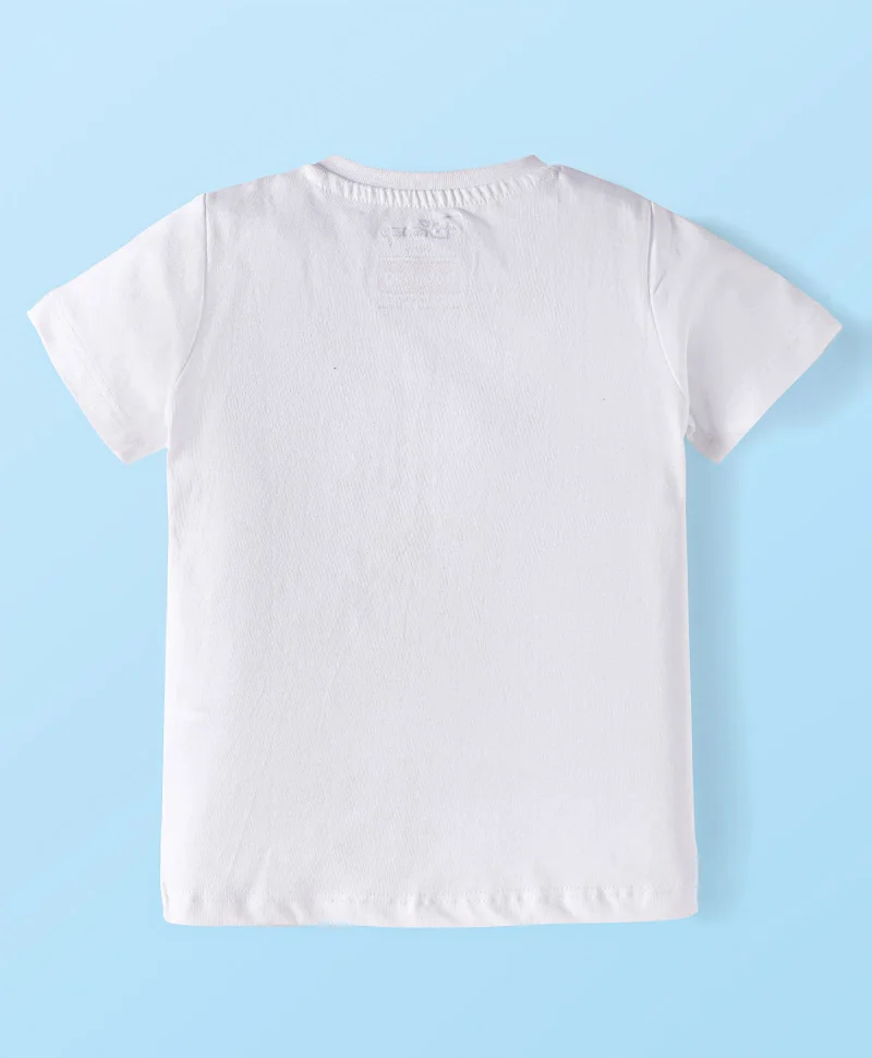 Babyhug Disney Babyhug Disney Single Jersey Knit Half Sleeves T-Shirt with Mickey Mouse Graphic - White