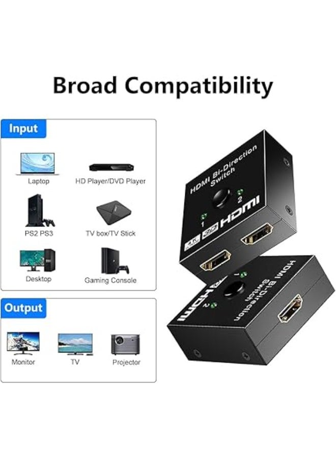 محول HDMI 4K@60Hz ثنائي الاتجاه 2 في 1 من الألمنيوم – يدعم HDR ثلاثي الأبعاد – جودة عالية لتوصيل شاشات وأجهزة متعددة - Image 3