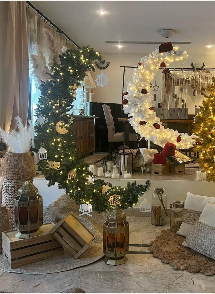 هوم ديكورايشون هلال رمضان لون أخضر ١٨٠ سم مع إضاءة  - Image 2