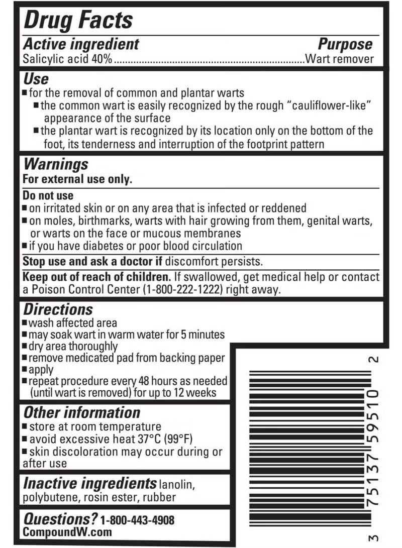 Compound W Maximum Strength Wart Remover One Step Medicated Pads with Salicylic Acid, 14 Count - Image 5