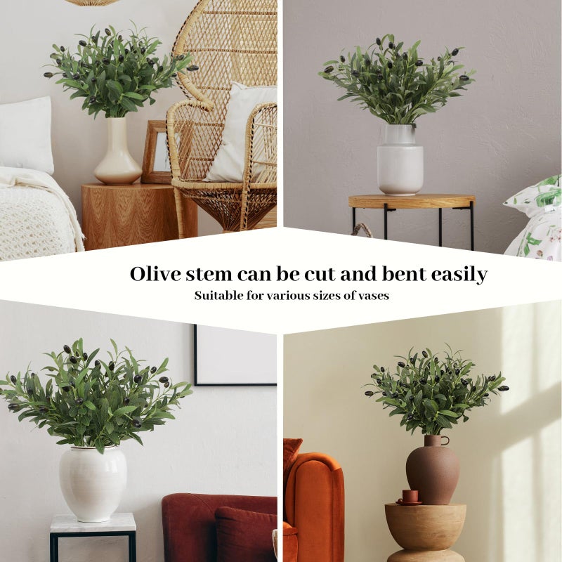 Leftover 6PCS 18Inch Faux Olive Branches for Vase,Artificial Olive Tree Branches,Fake Plants,Greenery Stems,Eucalyptus Stems,Green Leaves for Centerpieces Decoration,Home Decor,Coffee Table Decor - Image 3