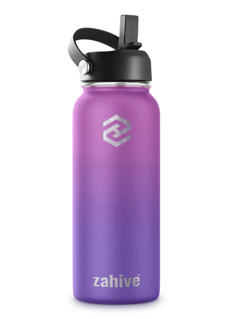 Stainless Steel Insulated Water Bottle with Straw with 3 Lids and Bag 1000 ml, Double Wall Thermos for Hot and Cold Drinks for Gym and Work, Wide Mouth, Leak Proof, 1 litre, Purple - pzsku/ZFFB4D9D140CE87BD3A35Z/45/_/1726180325/82ef962a-b34e-4d3b-a4bf-dac2e2df5aaa