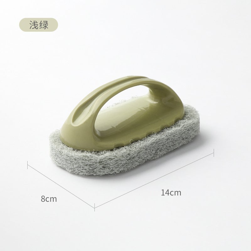 Household Tile Cleaning Brush, Nordic Style Kitchen Sponge with Handle, Multi-Functional Solid Color Bath & Stovetop  Cleaner