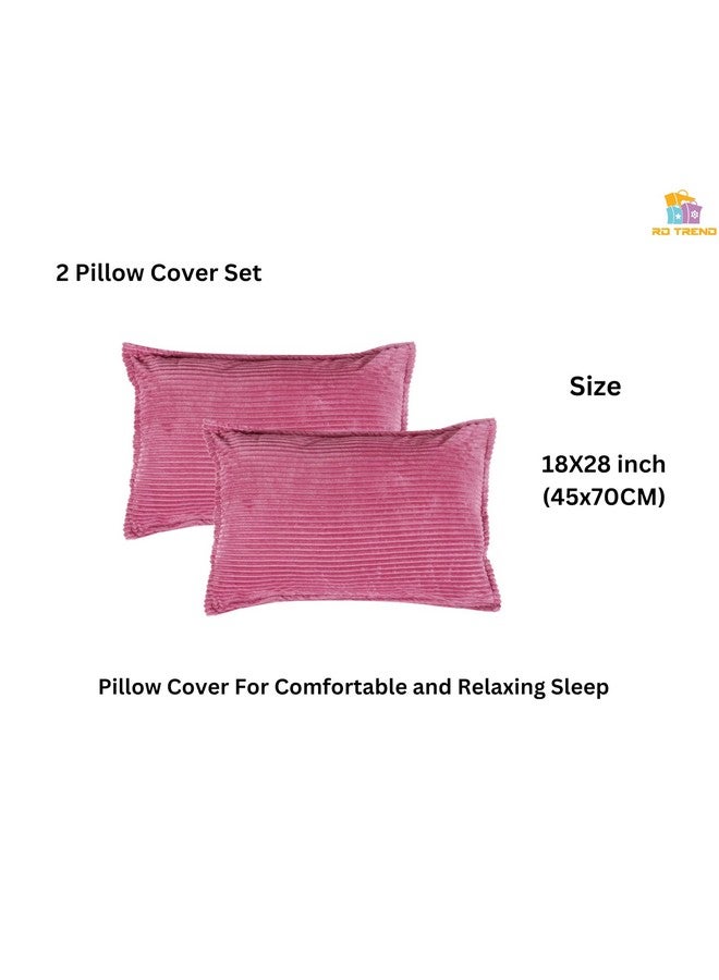 RD TREND 210 TC 190 GSM Flannel Warm bedsheets for Winter Double Flat Size (90 x 100 Inches) with 2 Pillow Cover Size (18x28 Inches) Striped (Pink, Double) - Image 4