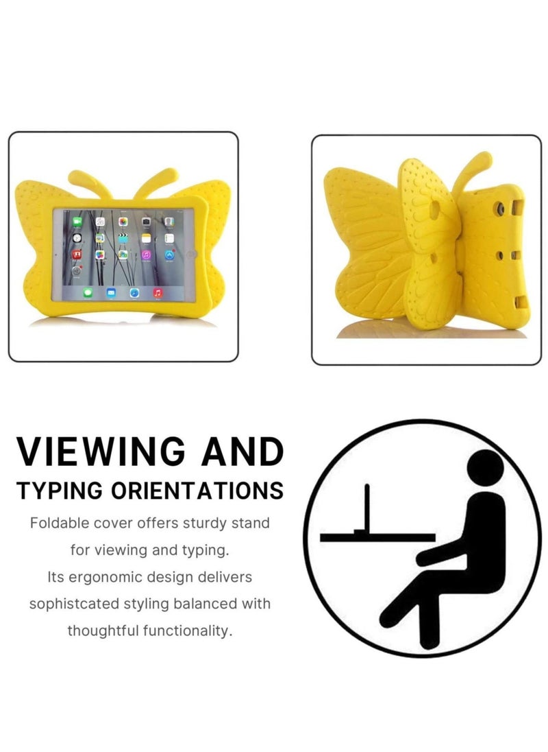 vesus iPad 10.2 Case for Kids, iPad 8th 2020 Case, 3D Cute Cartoon Butterfly Cover Non-Toxic EVA Foam Wings Kickstand Kid-Proof Shockproof Bumper Girl Boy Gift for Apple iPad 7 8 Gen 10.2'' - Yellow - Image 4