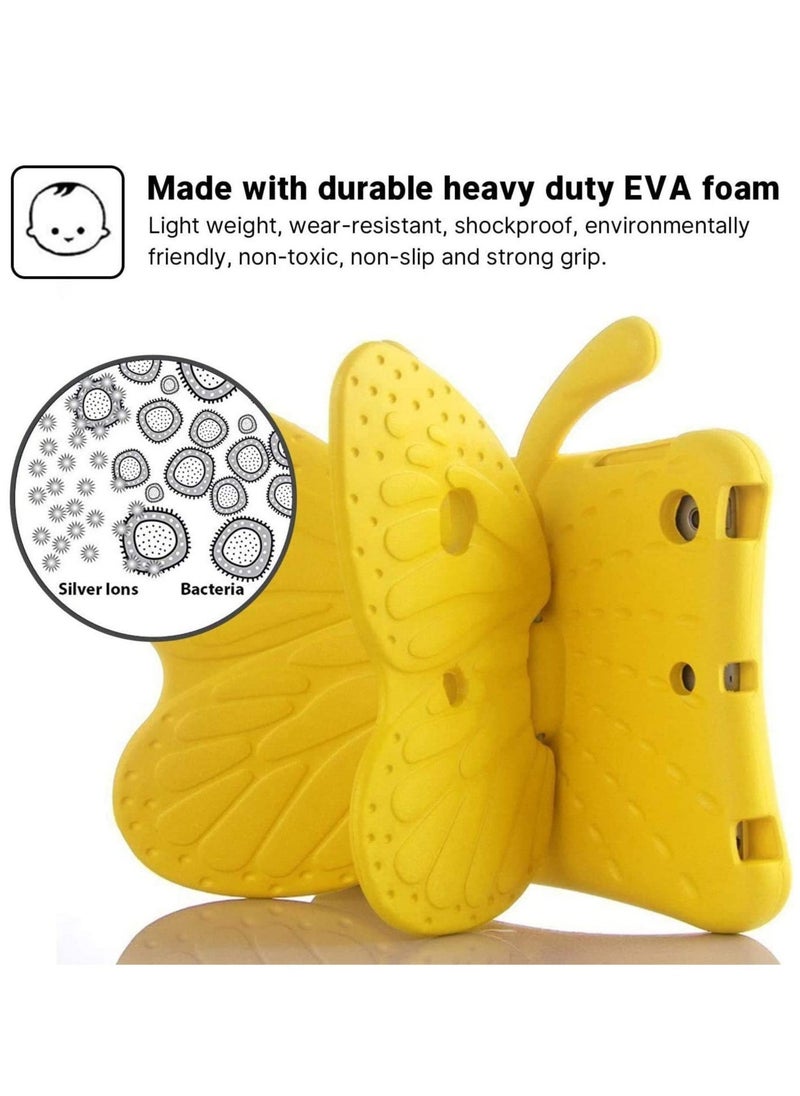 vesus iPad 10.2 Case for Kids, iPad 8th 2020 Case, 3D Cute Cartoon Butterfly Cover Non-Toxic EVA Foam Wings Kickstand Kid-Proof Shockproof Bumper Girl Boy Gift for Apple iPad 7 8 Gen 10.2'' - Yellow - Image 2