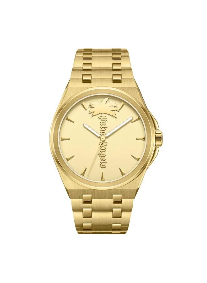 Palm Angels Lucentia Gold Dial Gold Stainless Steel Bracelet Analog Watch for Men, 43mm