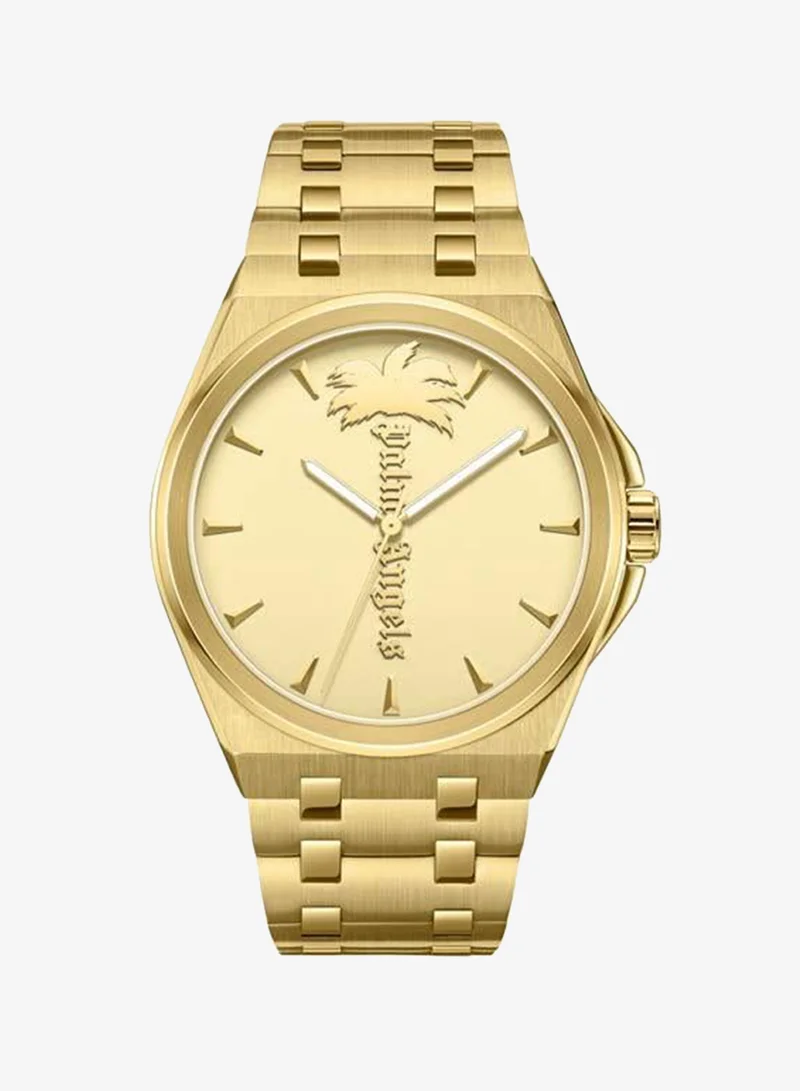 Palm Angels Lucentia Gold Dial Gold Stainless Steel Bracelet Analog Watch for Men, 43mm