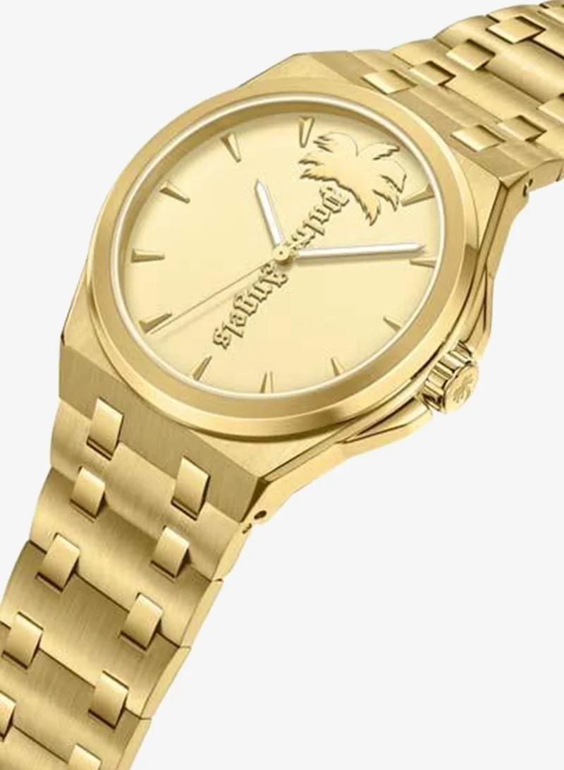 Palm Angels Lucentia Gold Dial Gold Stainless Steel Bracelet Analog Watch for Men, 43mm