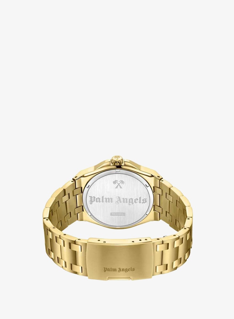 Palm Angels Lucentia Gold Dial Gold Stainless Steel Bracelet Analog Watch for Men, 43mm - Image 3