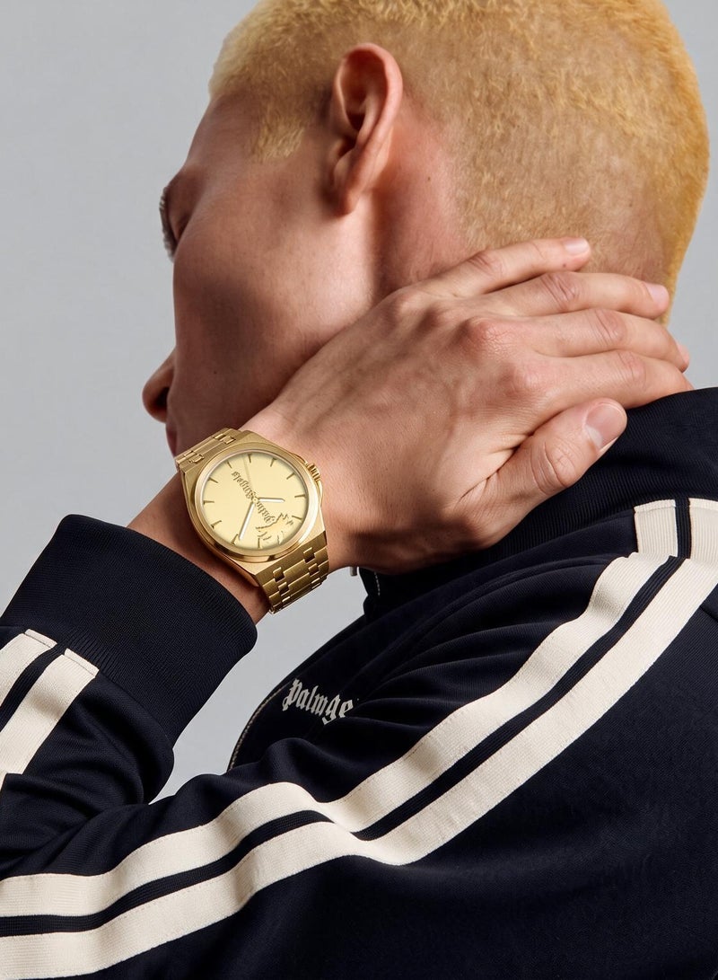 Palm Angels Lucentia Gold Dial Gold Stainless Steel Bracelet Analog Watch for Men, 43mm - Image 4