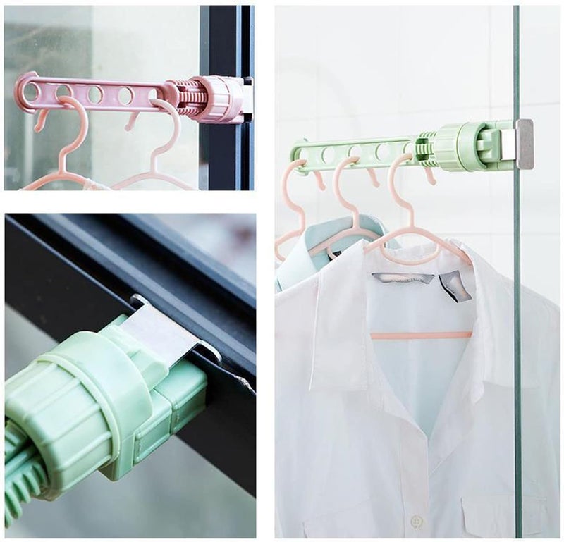 comfrt Folding Wall Mount Clothes Hanger - [2023 New] Non-Drilling Wall Mounted Clothes Hanger Rack - Portable Travel Laundry Drying Rack - 5/6 Holes Multi- Functional Clothes Holder (5Holes-Pink) - Image 3