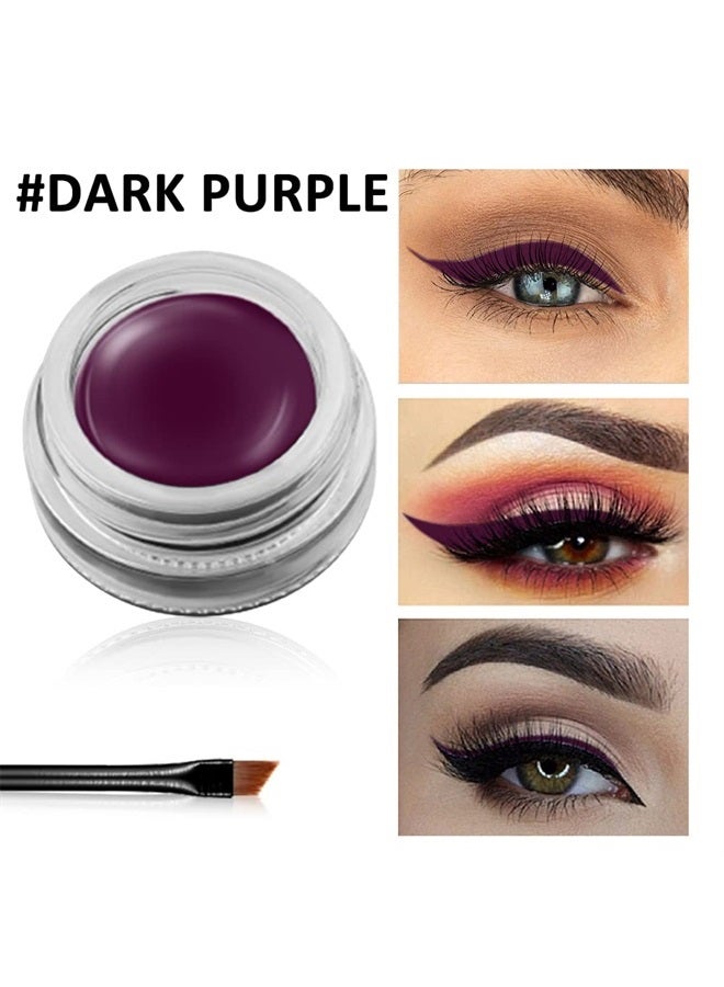 Erinde Waterproof Gel Eyeliner, Long Lasting Cream Eyeliner Gel Pot, High-Intensity Pigments Smudge-Proof Eye Liner Makeup, Water-Resistant Eyeliner with 2PCS Brushes 09# Dark Purple  - Image 2