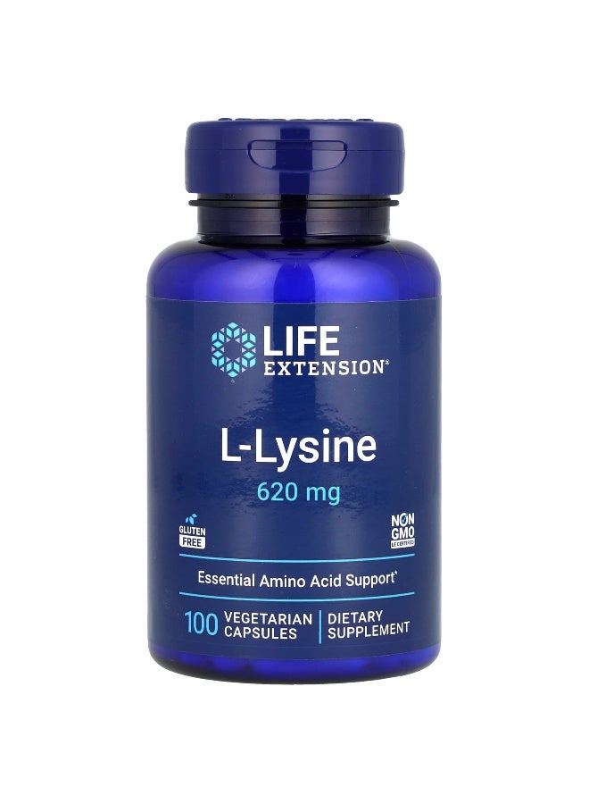 LifeExtension Life Extension, L-Lysine, 620 mg, 100 Vegetarian Capsules  - Image 1