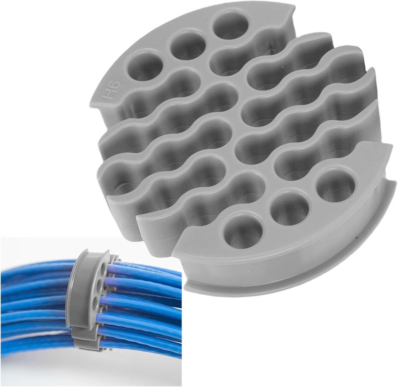 Gray Cable Comb Organizer 30 Holes Low Friction Wire Management Tool for CAT 6 Ethernet Cables - Image 1