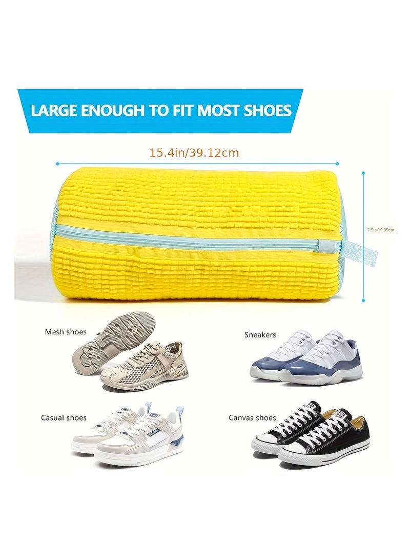 حقيبة غسيل أحذية من الألياف الناعمة بزاوية 360 درجة - حقيبة غسيل متينة قابلة لإعادة الاستخدام وقابلة للغسل في الغسالة بسحاب إغلاق، مصنوعة من قماش الشنيل المقاوم للبهتان والألوان الثابتة، مناسبة للأح - Image 5