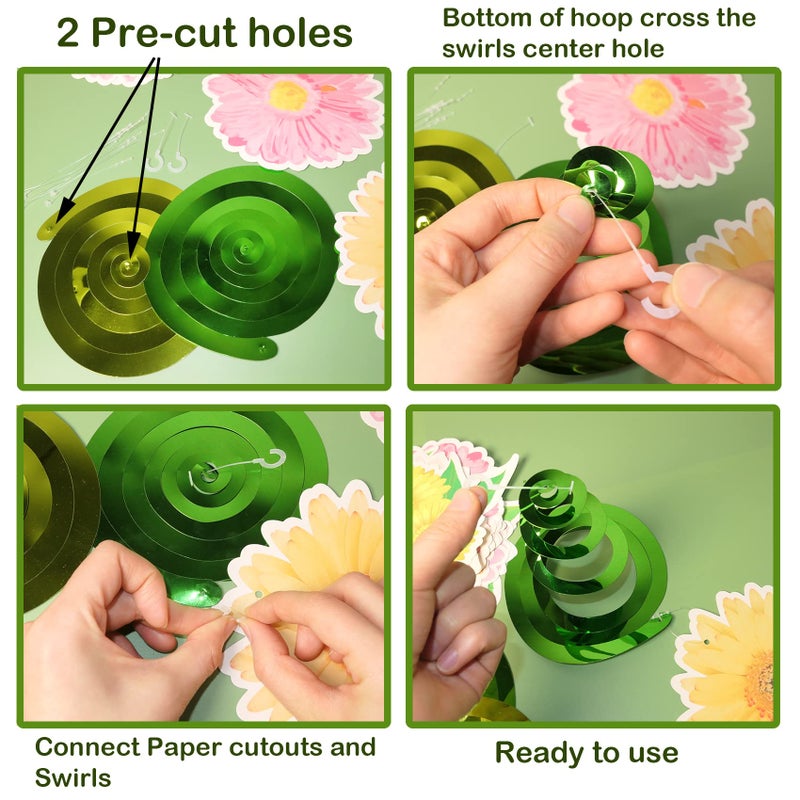 HADDIY Spring Flower Birthday Party Decorations,30 Set Summer Party Hanging Swirl Ceiling Decorations for Classroom Office Mother Day Decor - Image 4