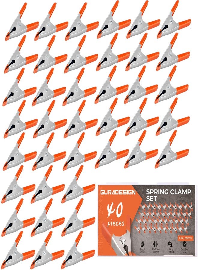 GURADESIGN 40-Piece Small Spring Clamp, 2 inch, 3/4"-inch Jaw opening Spring Metal Spring Clamps - Image 1