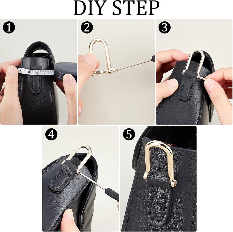 klarako 12pcs D-Rings Horseshoe Shape D Ring for Purse Belts, 0.4inch Screw in Shackle D Ring U Shape D Ring with Closing Screw Key Holder for DIY Leather Craft Purse Keychain Accessories, 3 Colors - Image 3