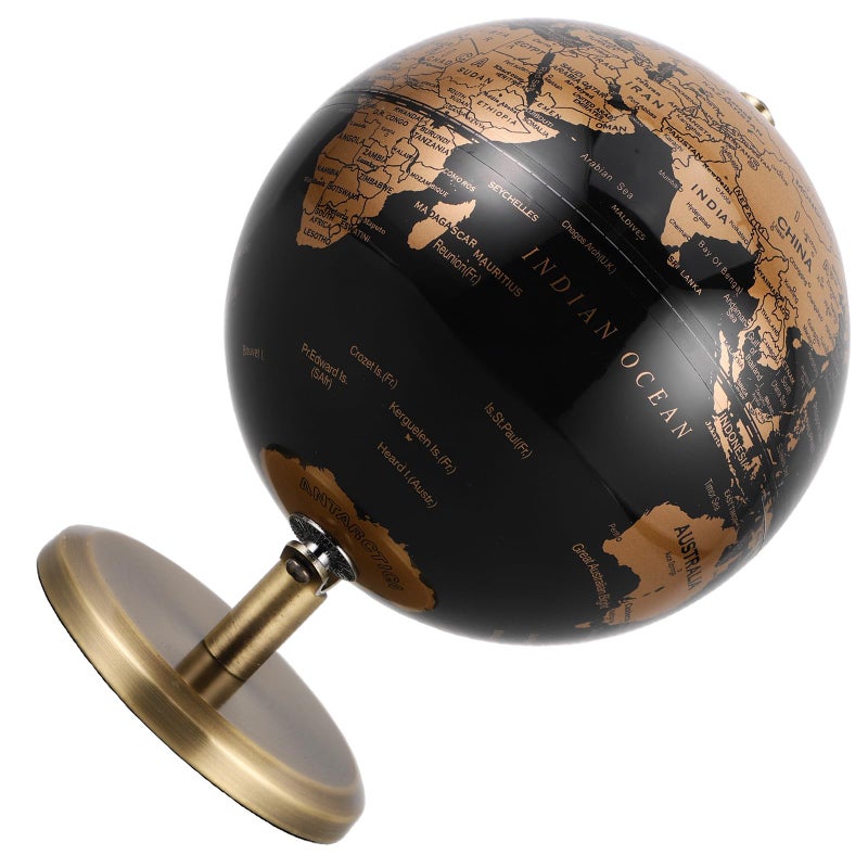 Antique Bronze Globe Ball Ornament 14Cm Round Earth Decor For Home And Office - Image 2