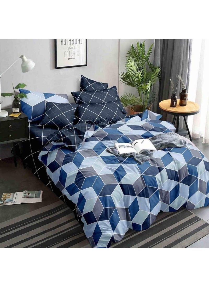 Kuber Industries Heart Home Square Design Microfibre Reversible Comforter, Double (Blue 150 GSM)(CTHH04945)  - Image 3