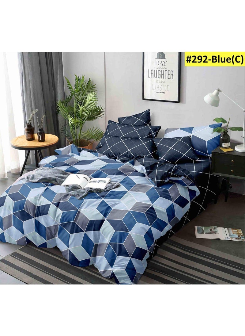 Kuber Industries Heart Home Square Design Microfibre Reversible Comforter, Double (Blue 150 GSM)(CTHH04945)  - Image 2