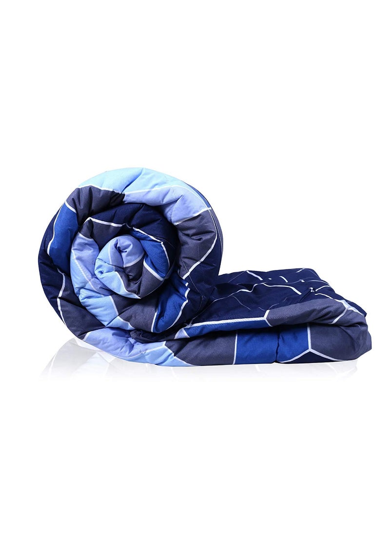 Kuber Industries Heart Home Square Design Microfibre Reversible Comforter, Double (Blue 150 GSM)(CTHH04945)  - Image 1