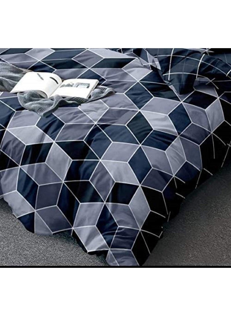 Kuber Industries Heart Home Square Design Microfibre Reversible Comforter, Double (Blue 150 GSM)(CTHH04945)  - Image 4