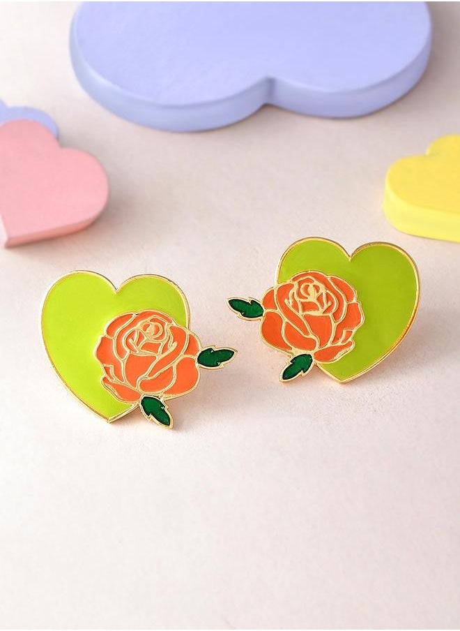 VOYLLA Valentine's Day Rose Heart Stud  - Image 1
