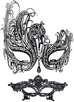The Bros Masquerade Mask for Women Shiny Rhinestone Venetian Party Prom Ball Metal Mask  - Image 1