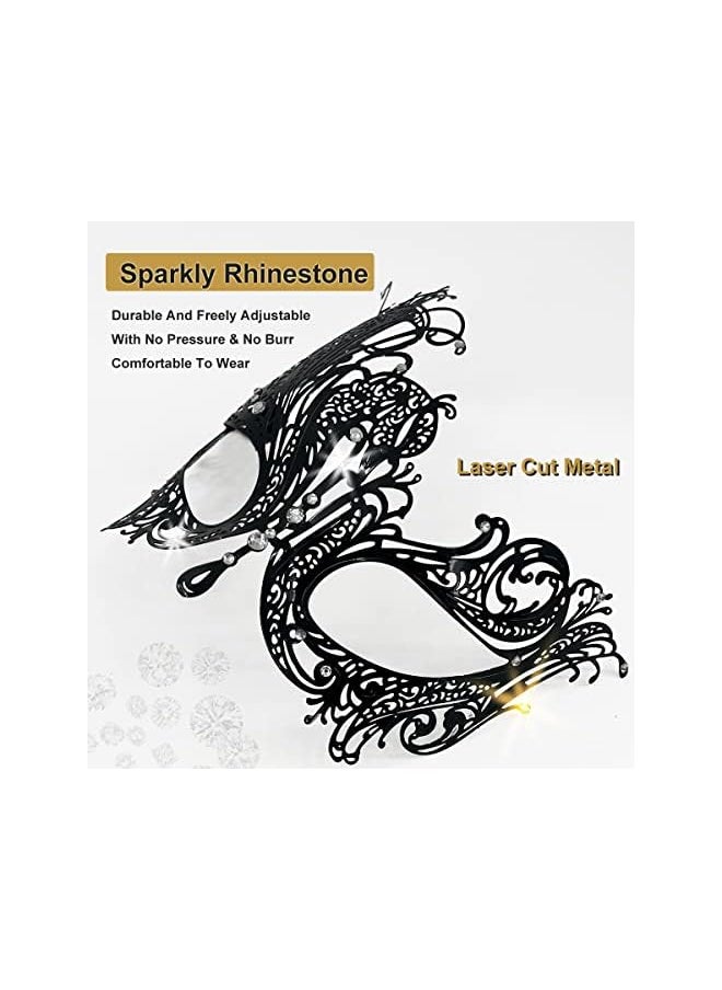 The Bros Masquerade Mask for Women Shiny Rhinestone Venetian Party Prom Ball Metal Mask  - Image 2