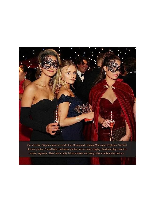 The Bros Masquerade Mask for Women Shiny Rhinestone Venetian Party Prom Ball Metal Mask  - Image 5