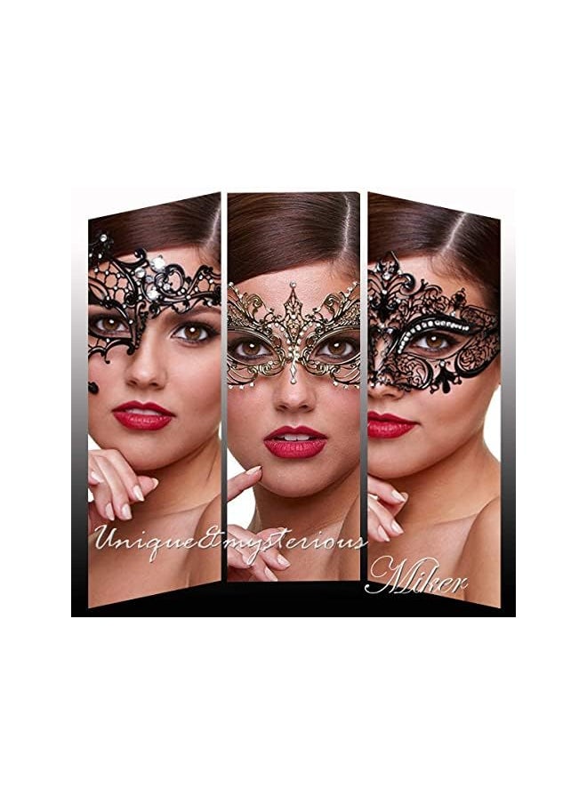 The Bros Masquerade Mask for Women Shiny Rhinestone Venetian Party Prom Ball Metal Mask  - Image 4