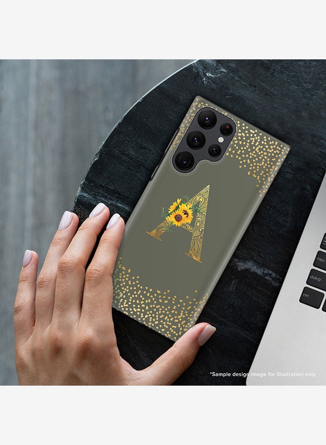 Stylizedd Monogram Slim Cover for Samsung Galaxy S22 Ultra 5G Case Custom Initials Letter Floral Pattern Snap Series Mobile Cover Matte Alphabet  - R (Olive Green) - Image 2