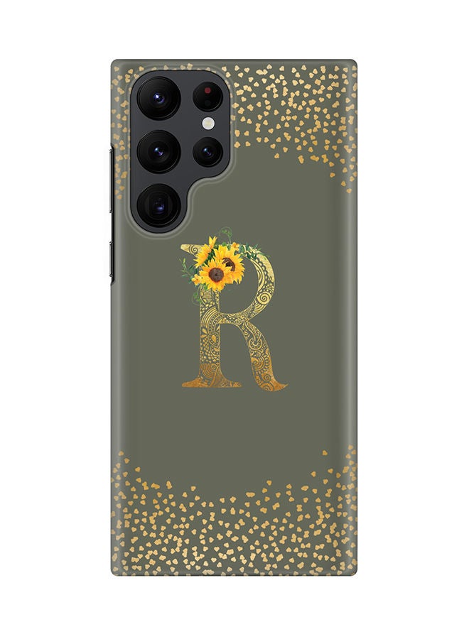 Stylizedd Monogram Slim Cover for Samsung Galaxy S22 Ultra 5G Case Custom Initials Letter Floral Pattern Snap Series Mobile Cover Matte Alphabet  - R (Olive Green) - Image 1