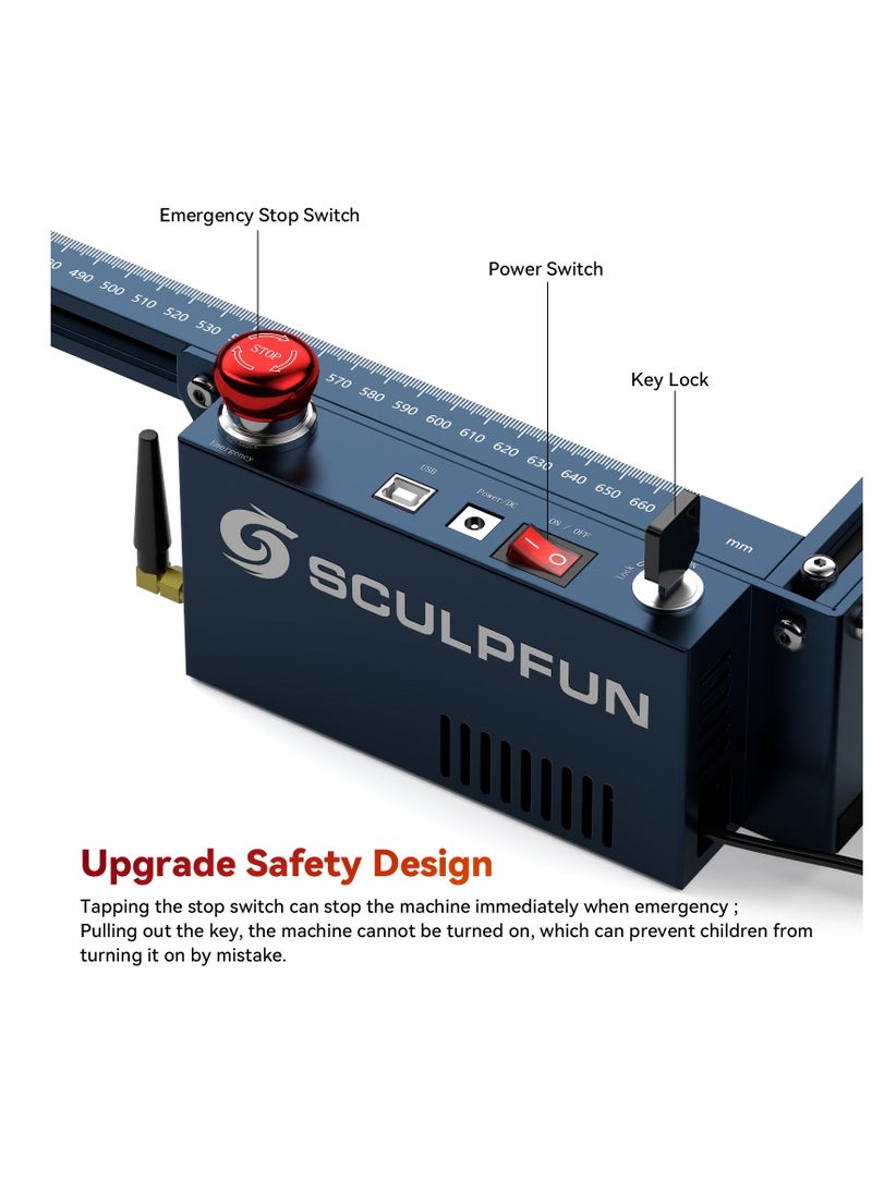SCULPFUN SCULPFUN S30 Ultra 33W Laser Engraving Machine 600x600mm Engraving Area Automatic Air Assist Replaceable Lens include M8 Main Board，Laser Engraver Cutter Machine For Acrylic Wood  - Image 4