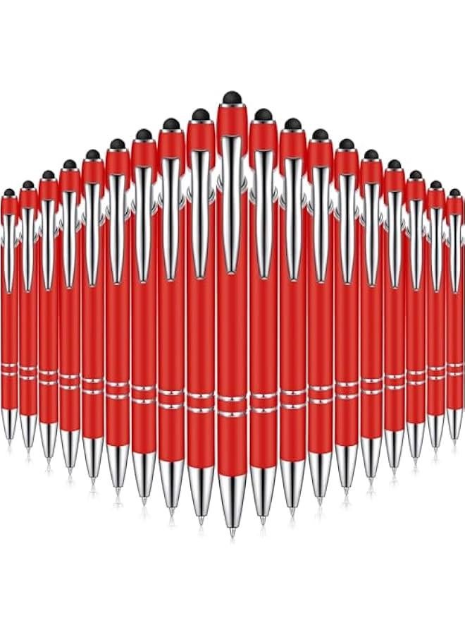 Arabest Red Rubberized Ballpoint Pen with Stylus Tip and Metal Cap, Soft Grip, Black Ink - Compatible with Most Devices  - Image 1