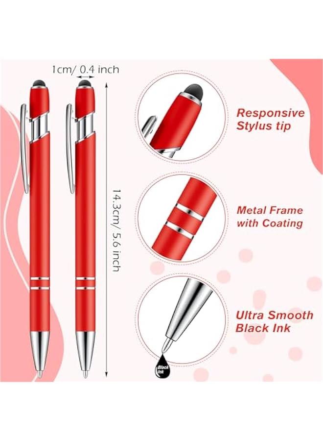 Arabest Red Rubberized Ballpoint Pen with Stylus Tip and Metal Cap, Soft Grip, Black Ink - Compatible with Most Devices  - Image 2